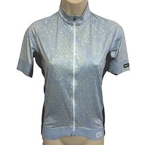 Ale PRR Full Zip Performance UPF+ Blue Print Cycling Jersey Short Sleeve Small